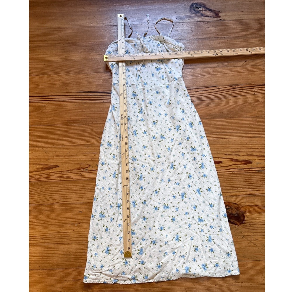 Wild Fable Midi Dress Womens White Blue Floral Linen Blend Cottagecore SIZE 2 - Picture 3 of 6